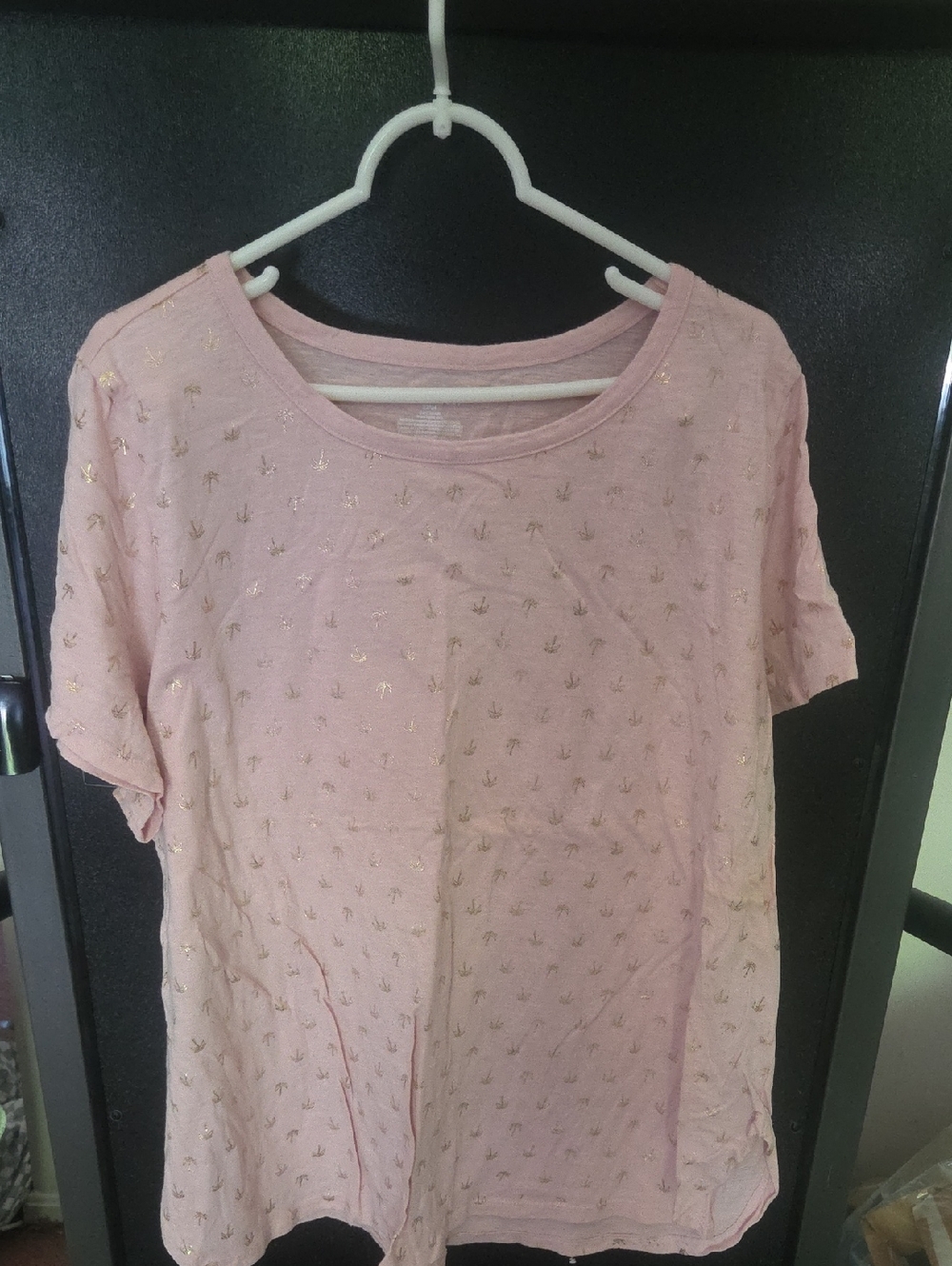 Lane Bryant Light Pink Short Sleeve Tee with Gold Foil Motif